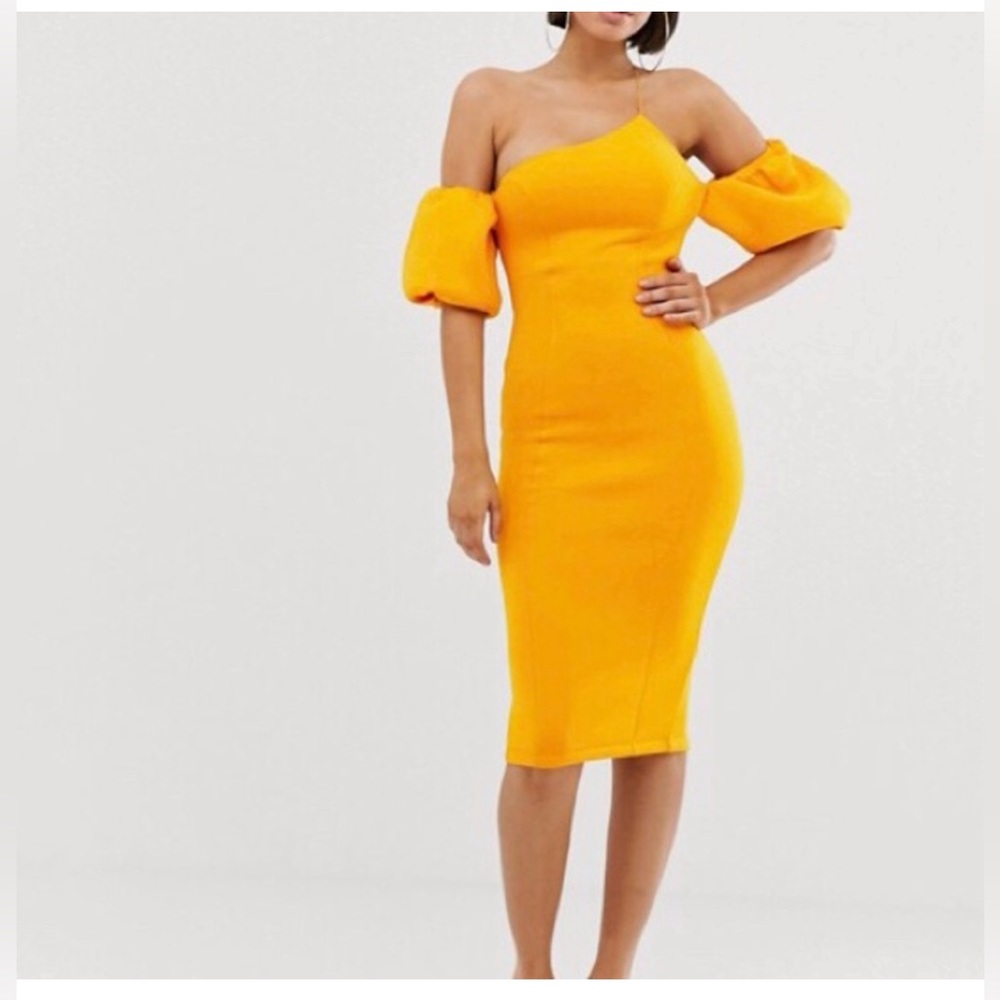 Yellow Scuba ASOS Dress - Picture 2 of 4